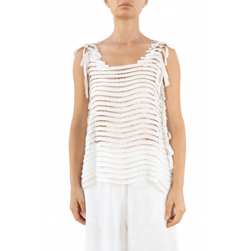 NEW AVIU women's cube eyelet tank blouse in white